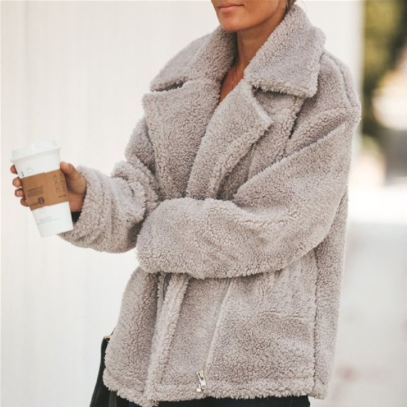 sunsparkles Jackets & Blazers - DONATED!!  Taupe Teddy Coat with zippered